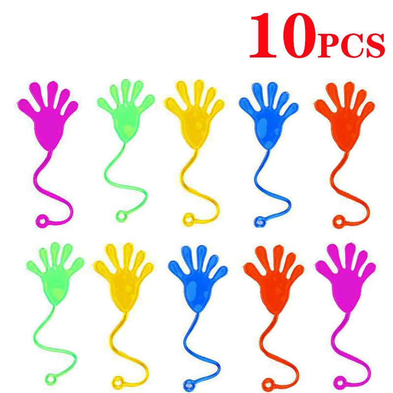 10/50Pcs Funny Sticky Hands Sensory Toy Palm Elastic Heart Foot Christmas Sticky Wall Climbing Squishy Toy For Kids Adult