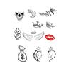 Y2K Sexy Butterfly English Cross Finger Waist Belly Tattoo Sticker Holiday Party Decoration Sticker