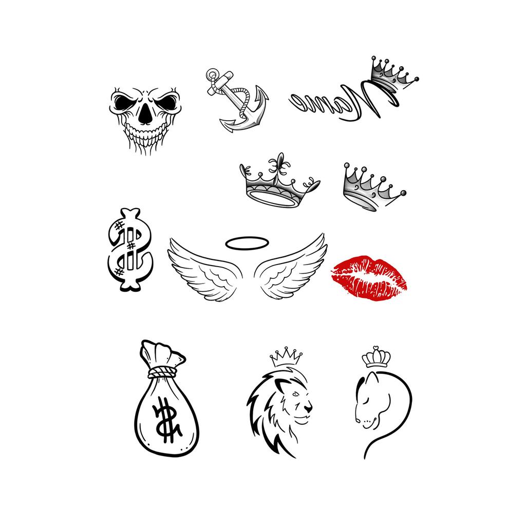 Y2K Sexy Butterfly English Cross Finger Waist Belly Tattoo Sticker Holiday Party Decoration Sticker