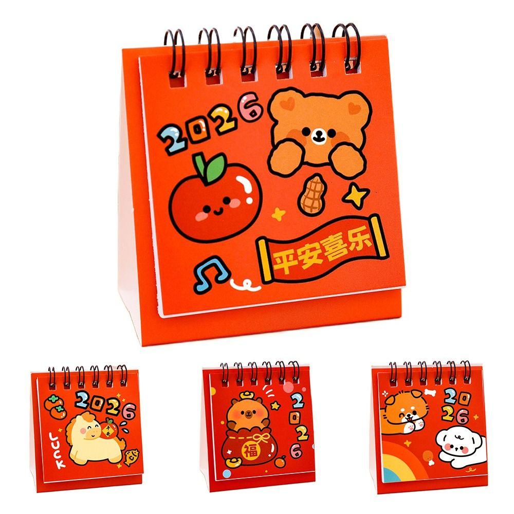 Cartoon 2026 Desk Calendar Coil Binding Daily Planner Desktop Calendar  Office School Supplies
