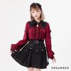 XHSUKADO Long Detachable Ribbon and Ruffled Gothic Yami Student Size S Women's Lace-Up Blouse, Sleeve, Spring/Autumn, Brooch, Lace, Style, Kawaii,