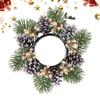 Candle Wreath Rings Artificial Christmas Decorations Candle Holder Garland Cabinet Decor for Holiday Winter Fall Party Wedding
