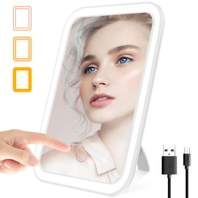 LED Makeup Mirror Lighted Cosmetic Mirror with Stand Dimmable Fill Light Len for Home Bedroom Desk Travel Portable Vanity Mirror