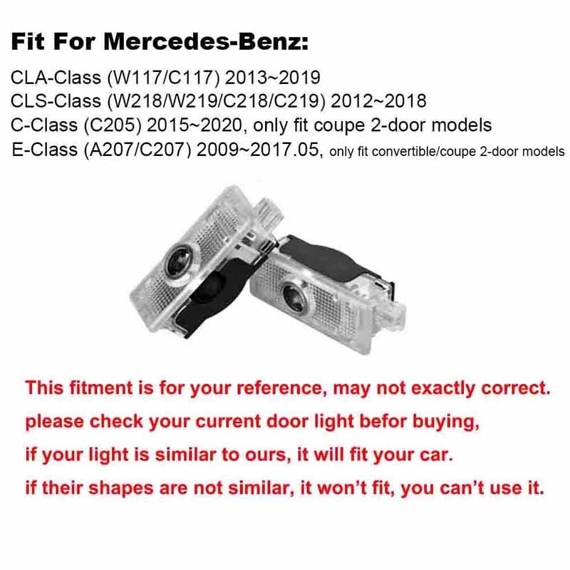 HD Car Door Light LED Courtesy Ghost Shadow Lamp For Mercedes Benz CLA CLS C ECoupe W117 C117 W218 W219 C218 C219 C205 A207 C207