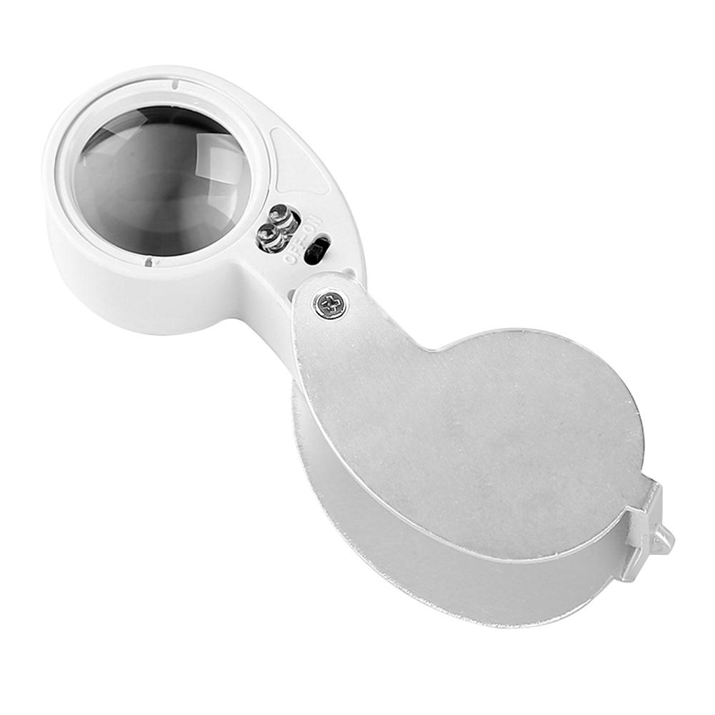 40x Handheld Magnifier with LED Light 25mm Loupe Magnifier Jewelry Optical Glass for Reading Jewelers Watch Repair Supplies