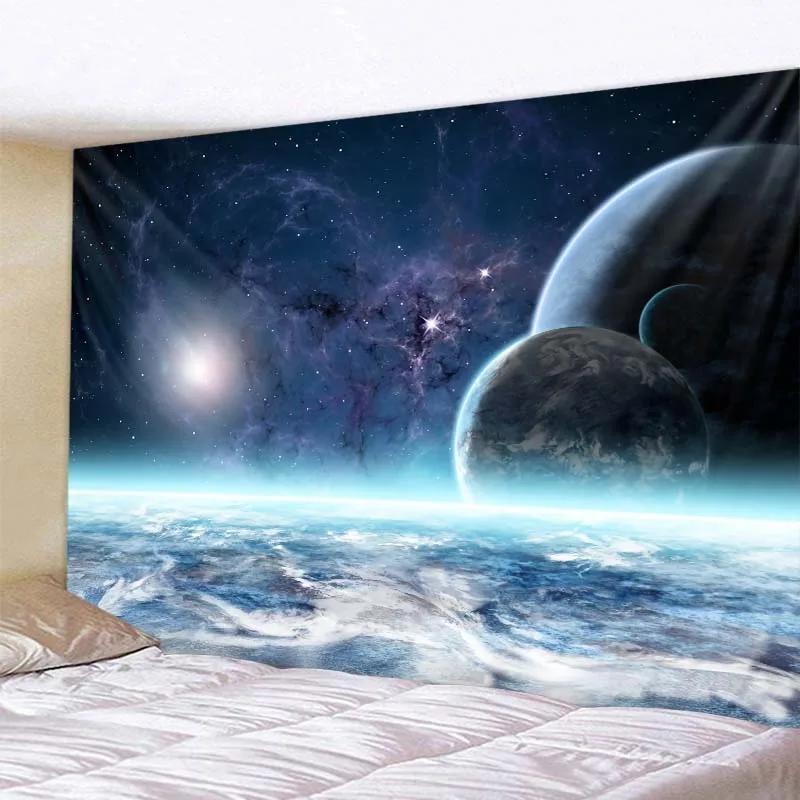 Printed Tapestry Fantasy Starry Sky Tree Landscape Wall Hanging Living Room Bedroom Background  Beautiful