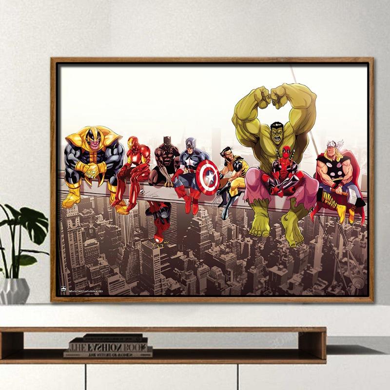 Disney Marvel Super Hero Poster Spiderman Hulk Iron Man Canvas Painting Wall Art HD Avengers Picture Room Decor Children's Gifts