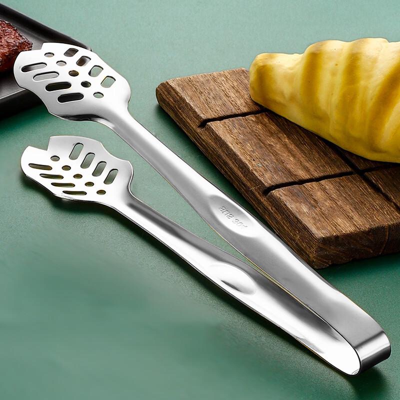Leaf-Shaped Stainless Steel Food Tongs