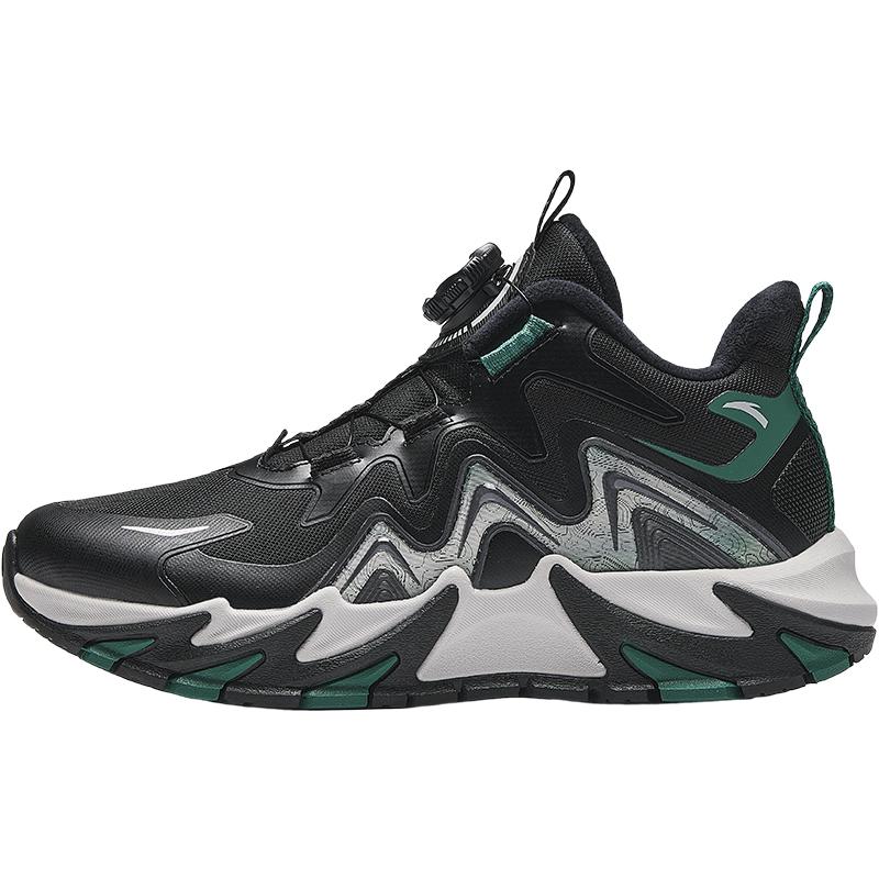 Anta Kids Outdoor Series Trendy Non-Slip Durable Cotton Shoes Kids Shoes Black Green 312446917-3