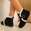 Warm Short Plush Suede Snow Boots Women 2025 Winter Metal Buckle Fluffy Ankle Boots Furry Flat Heel Casual Shoes Plus Size