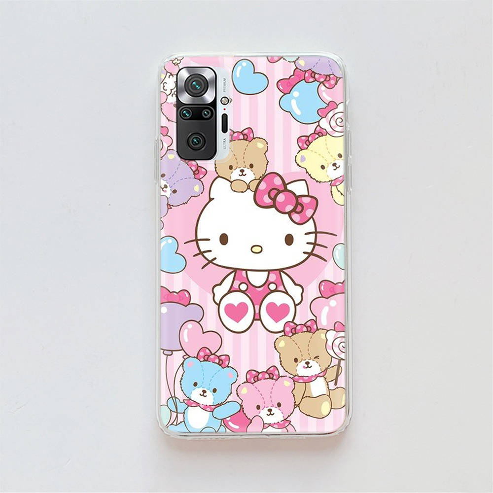 

Прозрачный чехол для Samsung A04 A14 A23 A34 A54 M23 M33 M52 M53 Realme Narzo 50 50I 50a Prime C35 C55 C30S 10 9 Pro H-30 Cute Hello Kitty Realme Narzo 50i Prime эбеновый