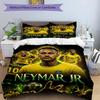 Messi Neymar Jr Football Jersey Personalized Name Bedding Set,Light Bed Linen for Dorm Home Decoration,Perfect Festival Gift for Boys,Fade Resistant D