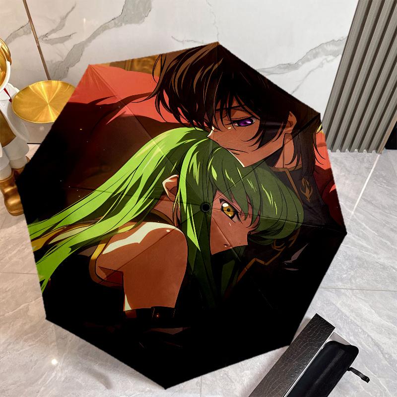 Code Geass Umbrella with Automatic Open/Close & Self-8-Rib Heavy-Duty Umbrella, Compact Travel Umbrella Suitable for Outdoor
