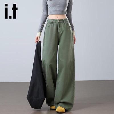 Izzue It Women's High-Waist Wide-Leg Cotton Cargo Jeans