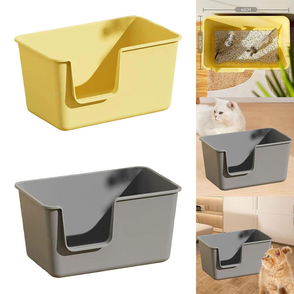 Open Top Cats Litter Box Easy To Cleaning Deep Loo Splashproof Cat Litter Tray Pet Litter Pan for Small Animals Kitten Hamsters