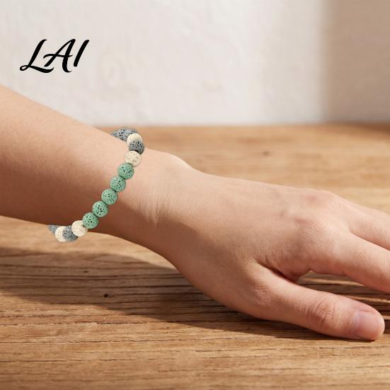 Handmade Elastic Stretch Jewelry Obsidian Stone Bracelet for Men Women Colorful Rock Beads Lightweight Comfortable Wrist Stackable Bracelet,