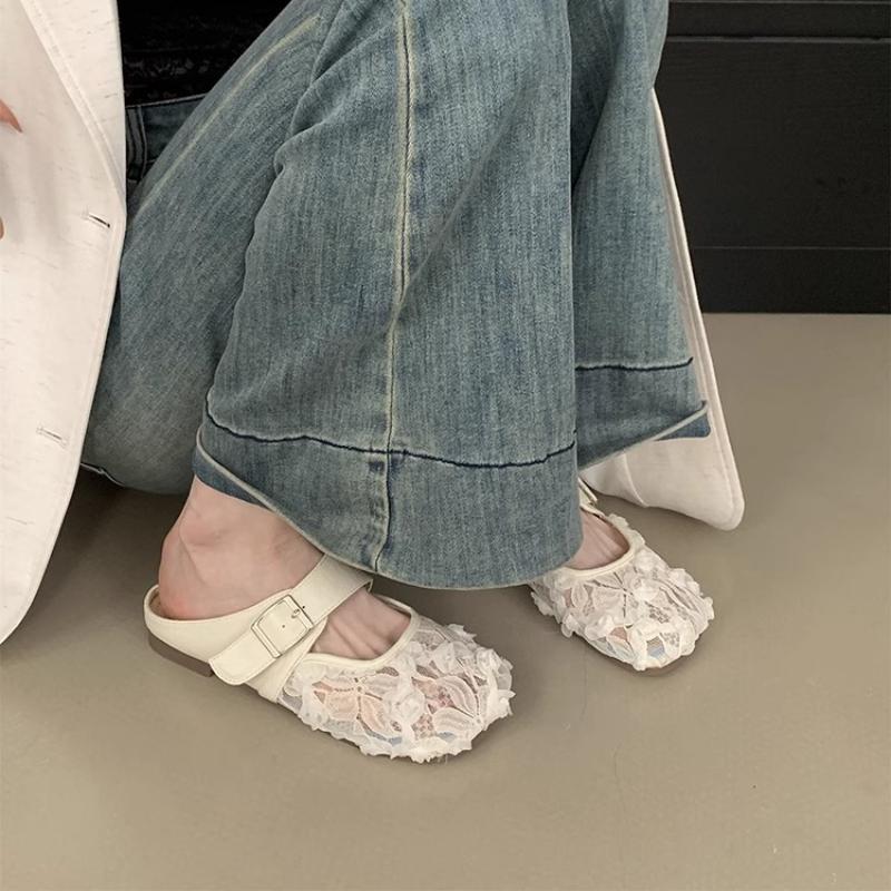 Fashion Women Flats Slippers Fashion Elegant Mules Shoes Slingback Sandals Summer Print Slides Beach 2025 Walking Flip Flops Woman Shoes