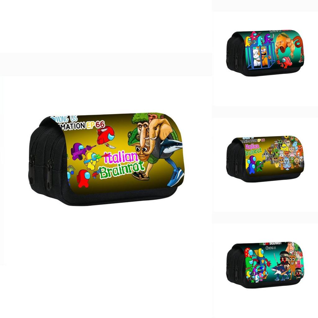 Among Us Tung Tung Tung Sahur Game Character Print Student Stationery Bagfor Students