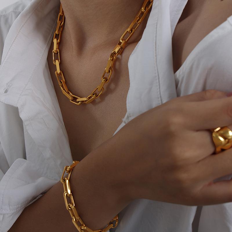 New 18k Gold Plated Tarnish Free Stainless Steel Vintage Dainty Polished Singapore Corn Chain Necklace Jewelry Set