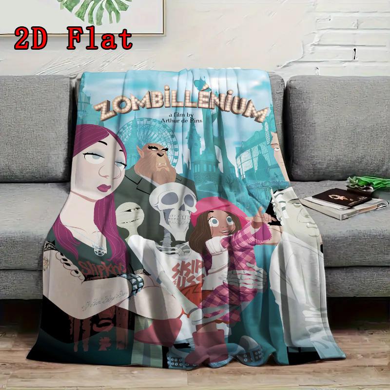 Zombillenium-inspired 2D Flat Pattern Flannel Blanket High quality All Seasons Warmth and Comfort Perfect for Christmas Gifts.PMT0914225