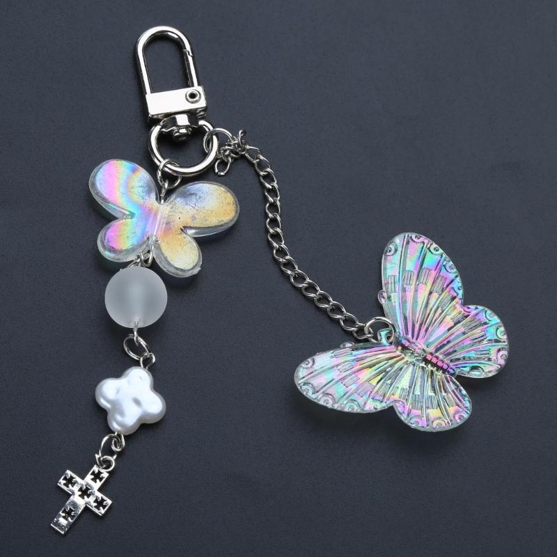 Fashion Heart Bowknot Keychain Pendant Sweet Cute Hanging Decorations Car Keyring Charm for Purse Bag Backpack Handbag