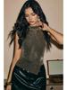 Women's Rhinestone Slim-Fit Sleeveless Summer Top