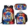 Sonic School Backpack Set For Kids With Breathable Waterproof Oxford Fabric And Cartoon Print For School Use
