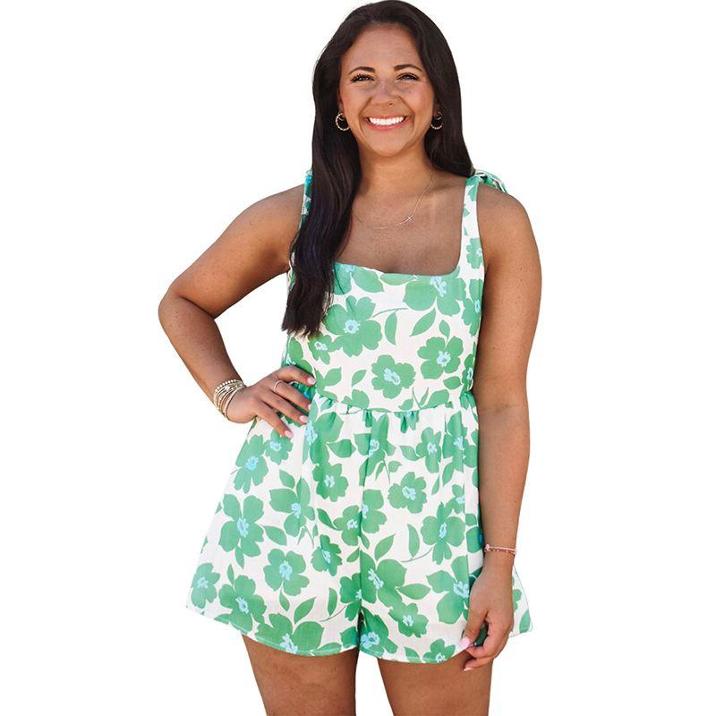 

Summer New Fresh Florals Print Jumpsuit Women 2025 European and American Leisure Loose Wide Leg Jumpsuit Women Green XL code fits (70.00 kg-75.00 kg