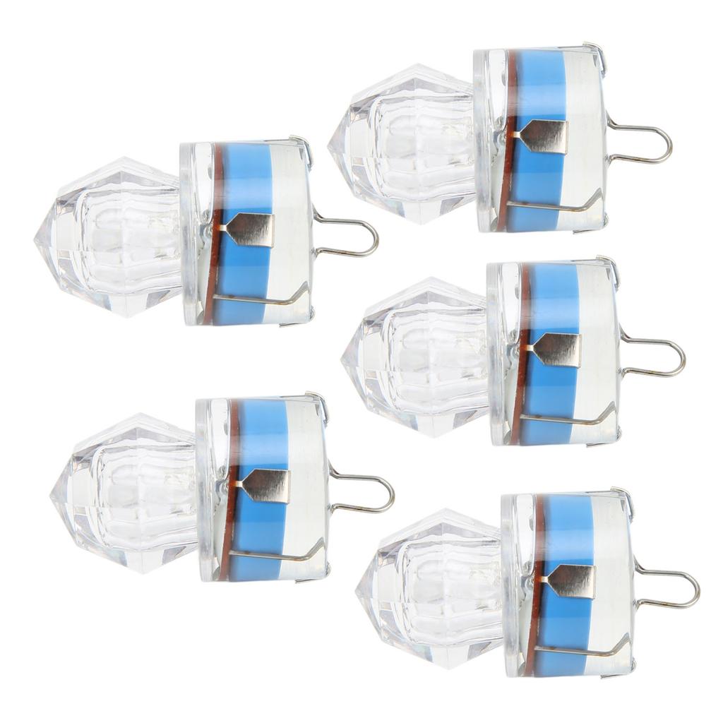 5Pcs Fishing Lure Light Diamond Shape LED Corrosion Resistance Auto Open Flashing Bass Lure Light Blue