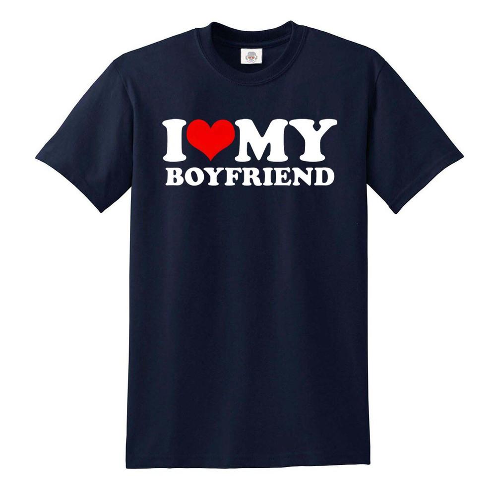 Funny I Love My Boyfriend Heart Gift Joke Novelty Unisexs TShirts Tee Top