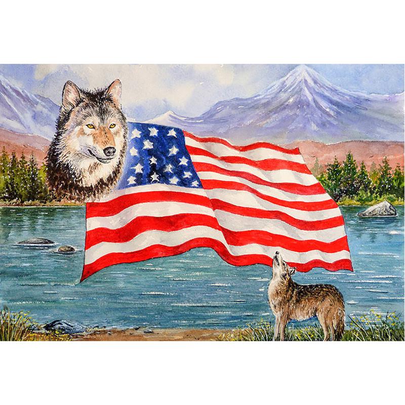 5D DIY Malowanie Diamentowe Kot Dekoracyjna Flaga Pełny Diament Zestaw do Haftu Krzyżykowego Haft Diamentowy Krajobraz Ręcznie Robiony Prezent