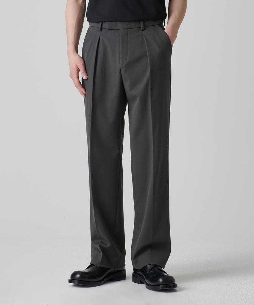 MUSINSA STANDARD Reverse One-Pleat Wide Hidden Banding Slacks [Gunmetal]