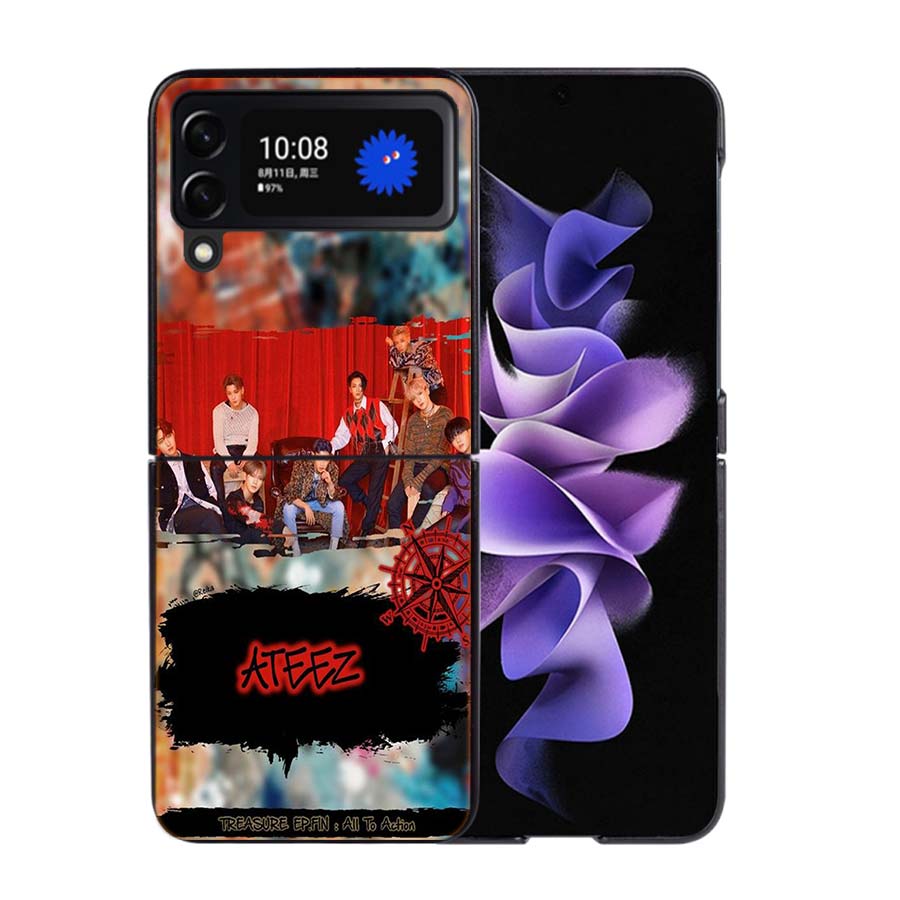 K-KPOP A-ATEEZ Coque Case For Samsung Galaxy Z Flip 7 6 Flip4 Flip5 Zflip3 Black Hard PC Phone Shell Protective Cover