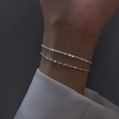 Silver Color Adjustable Bracelet Sparkling Women's Bracelet  Wedding Party Jewelry