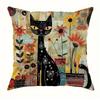 Heimdekoration Schwarze Katzen und Bunte Blumen Kissenbezug Muster Kissenbezug Geeignet für Sofa Schlafzimmer Auto Kissenbezug