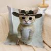 Cute Cat Funny Cushion Cover Silky Short Plush Invisible Zipper Dustproof Sofa Pillow Case For Home Decor