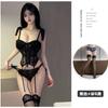 New European And American Lingerie Sexy Temptation Bow Tie Lace Keel Body Steel Ring Gathering Small Chest Suspender Uniform Set