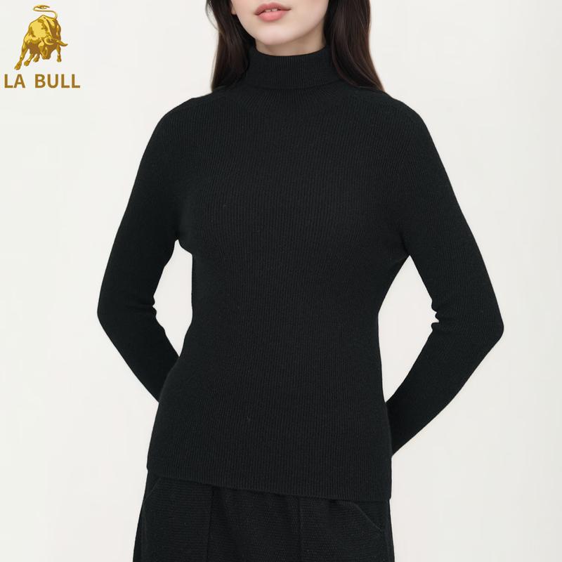 LA BULL Women's Cashmere Turtleneck Long Sleeve Knit Sweater