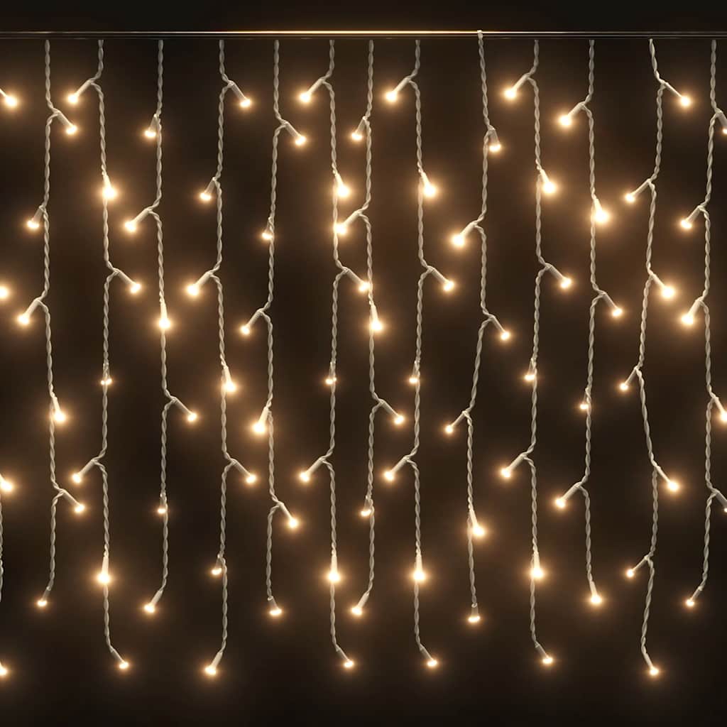 LED Icicle Light Curtain 10 m 400 LEDs Warm White 8 Functions