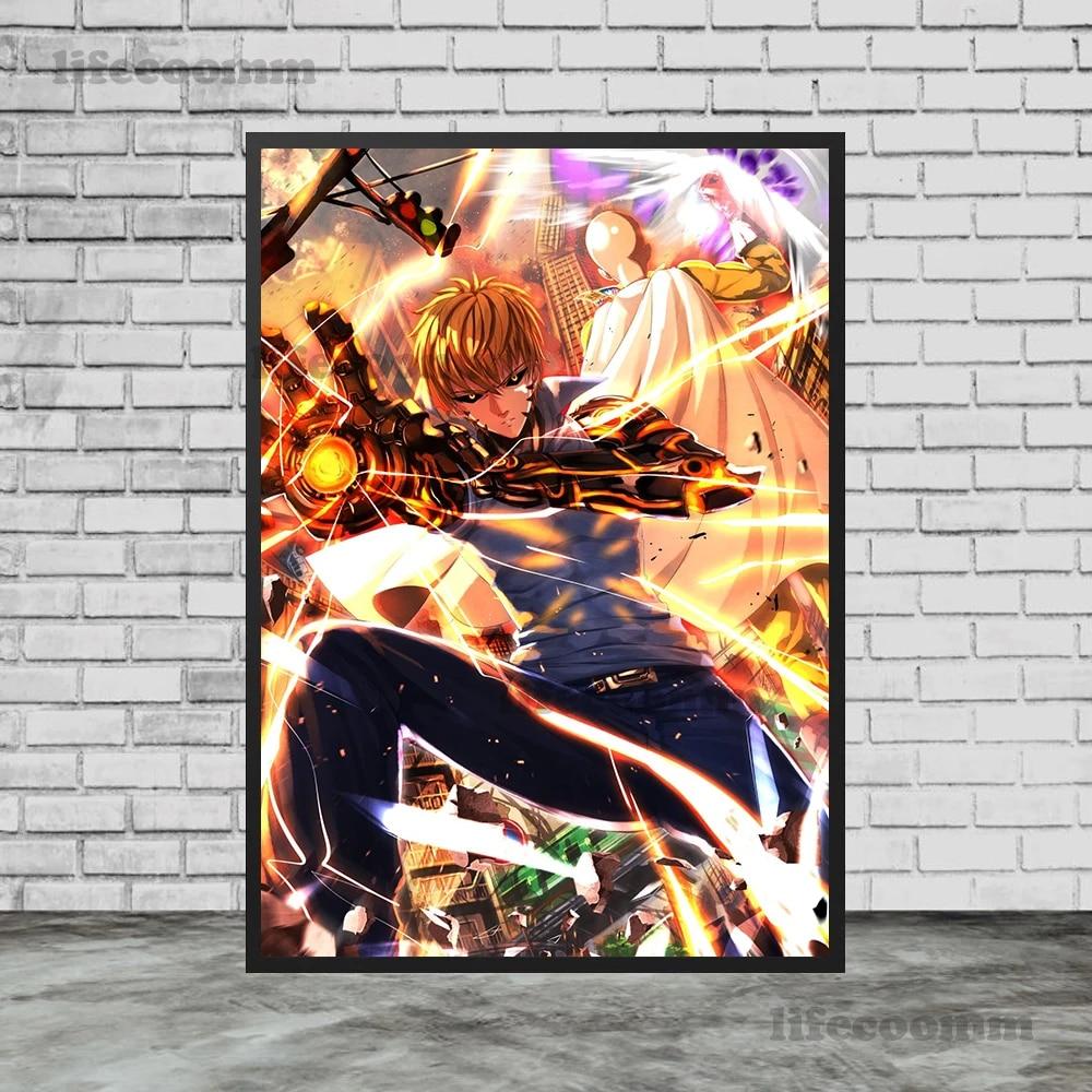 One Punch Man Janos, Saitama Hot Blooded Animație Poster și imprimare Decor Artă de perete Pânză Pictură pentru camera de zi Imprimare artistică fără cadru