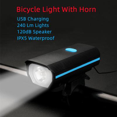 Światło rowerowe 120dB Klaksony Ładowanie USB Trąbka rowerowa Światła rowerowe Latarka Czołówka MTB Szosa 1200 mAh Nocna jazda Czołówka
