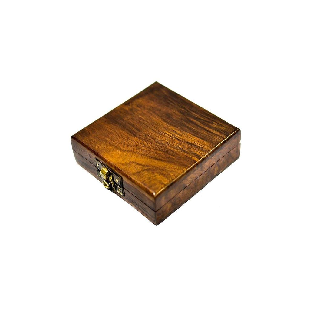 Vintage Brass Pocket Watch 2" with Wooden Box | Nickel Finish
