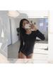 Women's Long Sleeve Korean Wetsuit One-Piece Swimsuit with Sun Protection