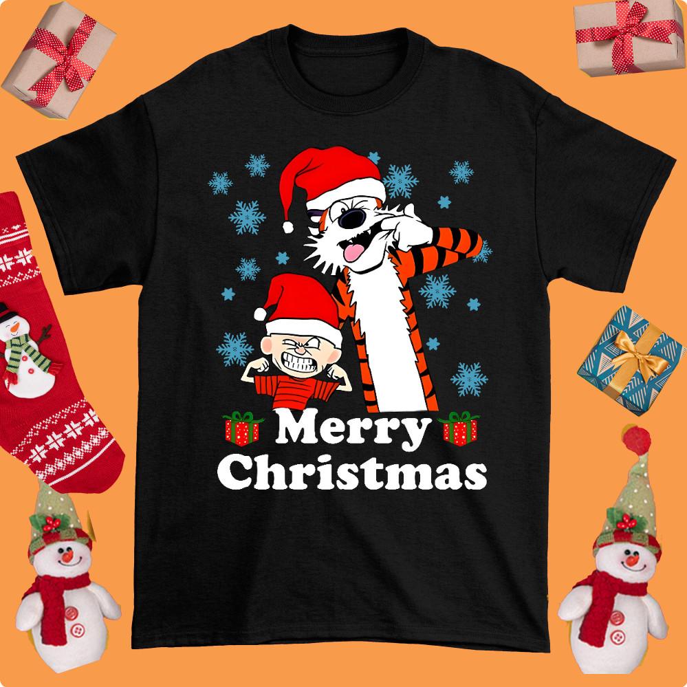 Calvin Hobbes Hot NEW Merry Christmas T Shirt Cotton Gifl XXXXL