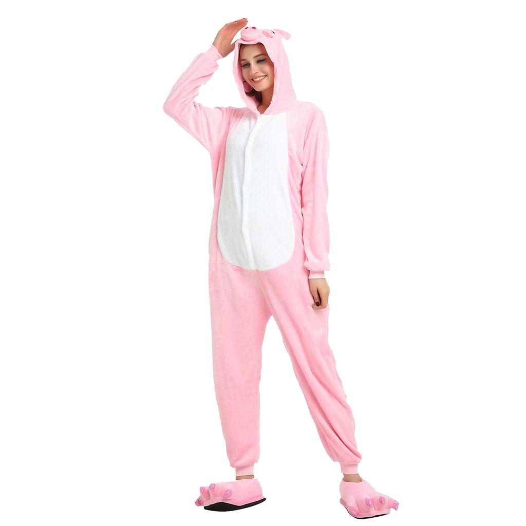 Women Flannel Cartoon One-Piece Pajamas Keep Warm Pajamas