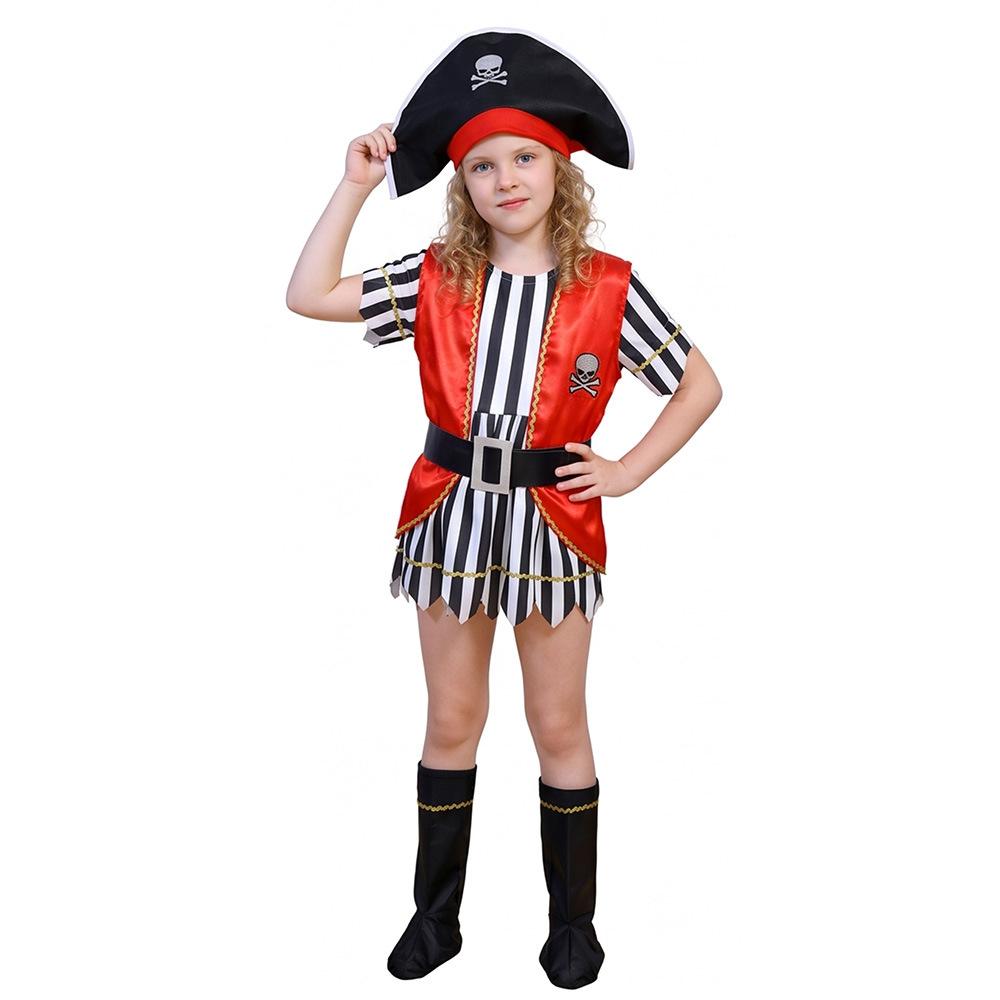 Halloween girl children pirate cos dress up Pirates of the Caribbean children pirate party costume dress up