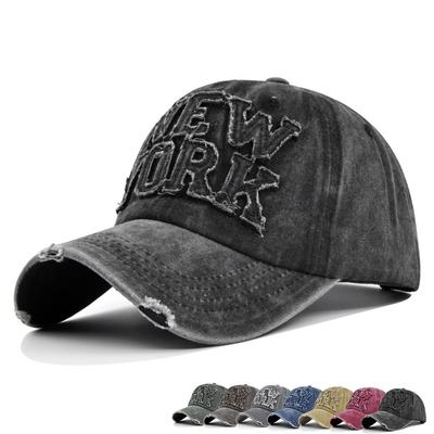 Washed Distressed Baseball Cap Stereoembroider Peaked Cap Couple Retro Curved Brim Hat