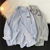 Spring And Autumn Long Sleeved Vertical Stripe Shirt For Men, Fat And Large Casual High Street Youth Shirt