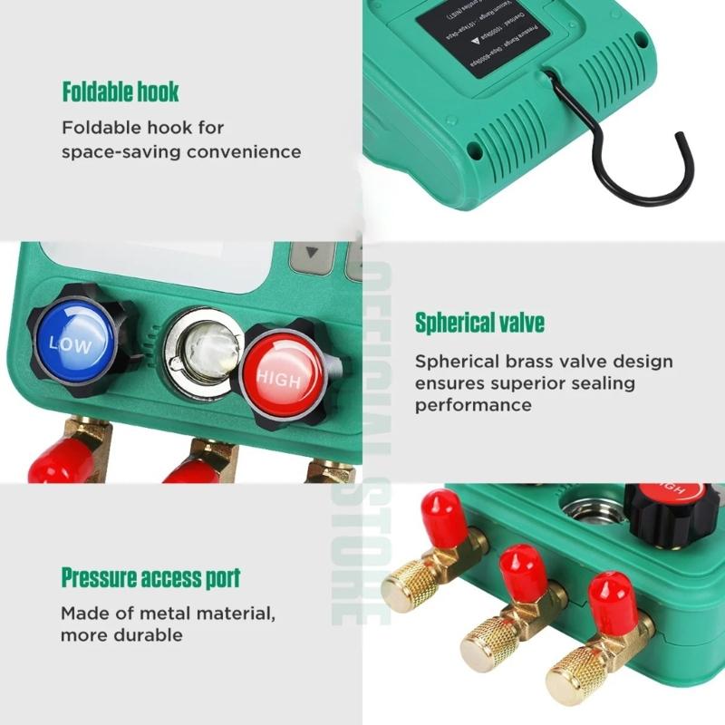 High Precise Car Air Conditioning Refrigerants Pressure Gauge with LED Display Suitable for Easy Monitoring Diagnostics