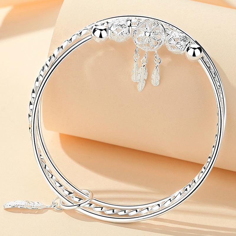 Minimalistické dámské stříbrné náramky Ferris Wheel 2023 - Univerzální šperky z rhodiovaného sterlingového stříbra